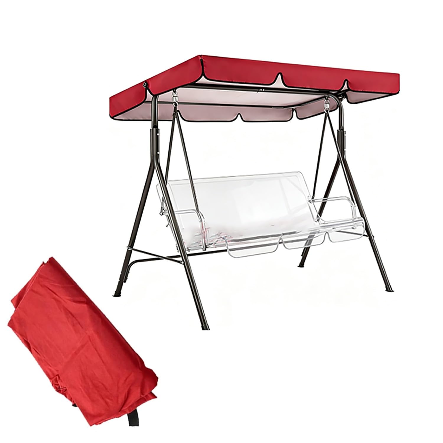 YCXHGK Universal Swing Canopy Replacement, Outdoor Sun Shade Awning Cover, 2/3 Seater Porch Hammock Top Canopy Cover, Waterproof Swing Top Cloth(Red,249x185cm/98x72.8in)