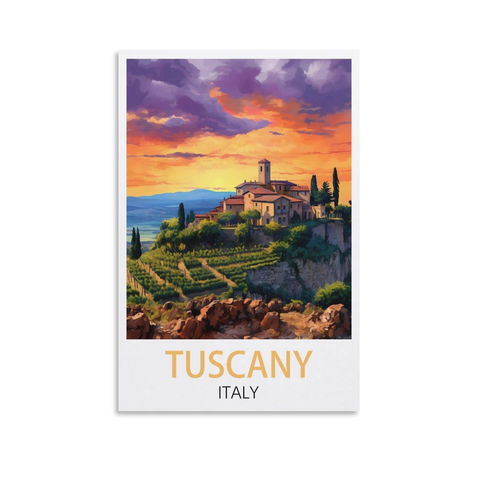 Ynieiluu Unframe-Style Tuscany Italy Vintage Travel Posters 08X12inch(20X30cm) Canvas Art Posters Painting Pictures Wall Art Prints, Wall Decor For Bedroom