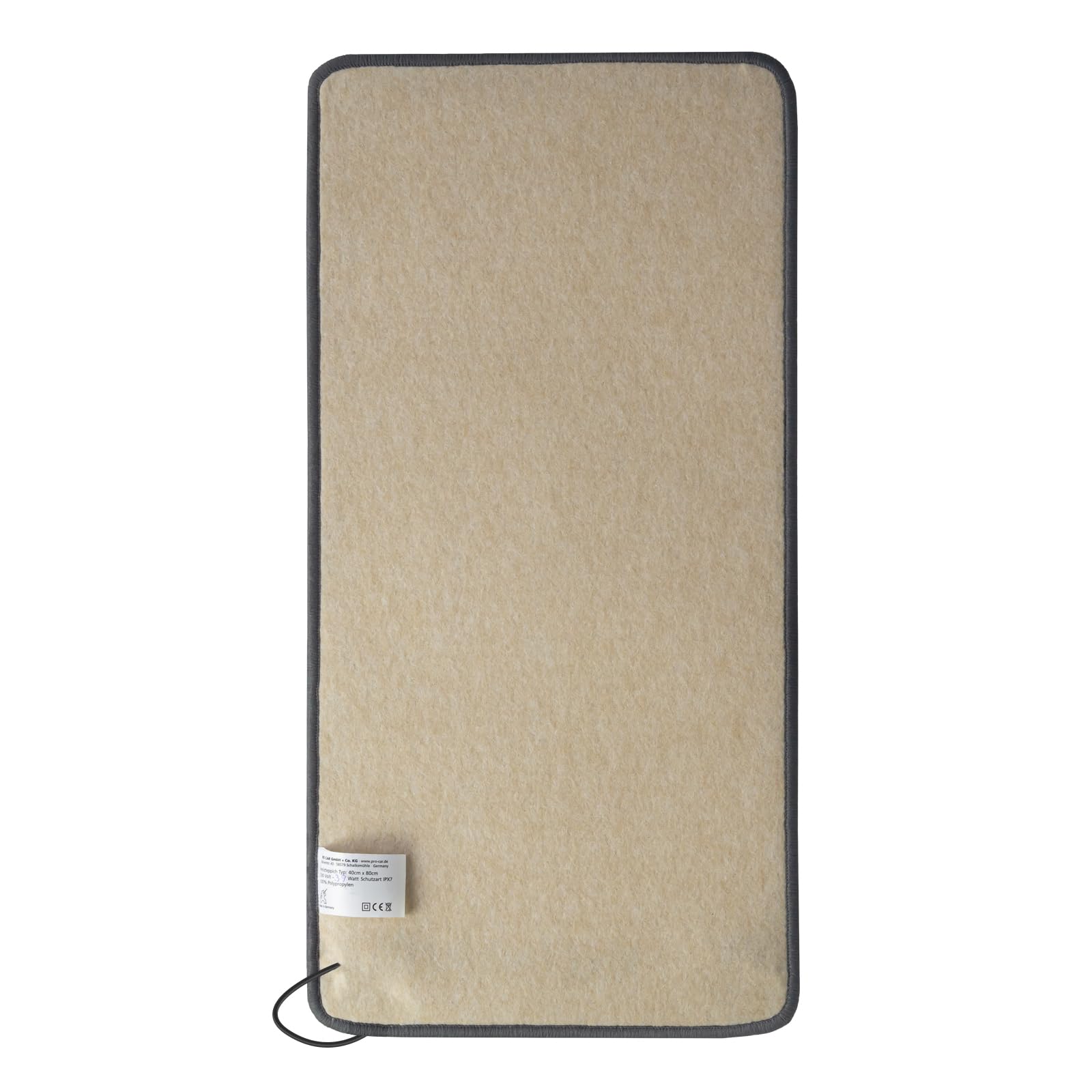 Pro Car dywan grzewczy na podczerwień, mata grzewcza, ogrzewacz do stóp, 230 V, antracytowy, w 8 rozmiarach, do przyczep kempingowych, biura (40 x 80 cm)