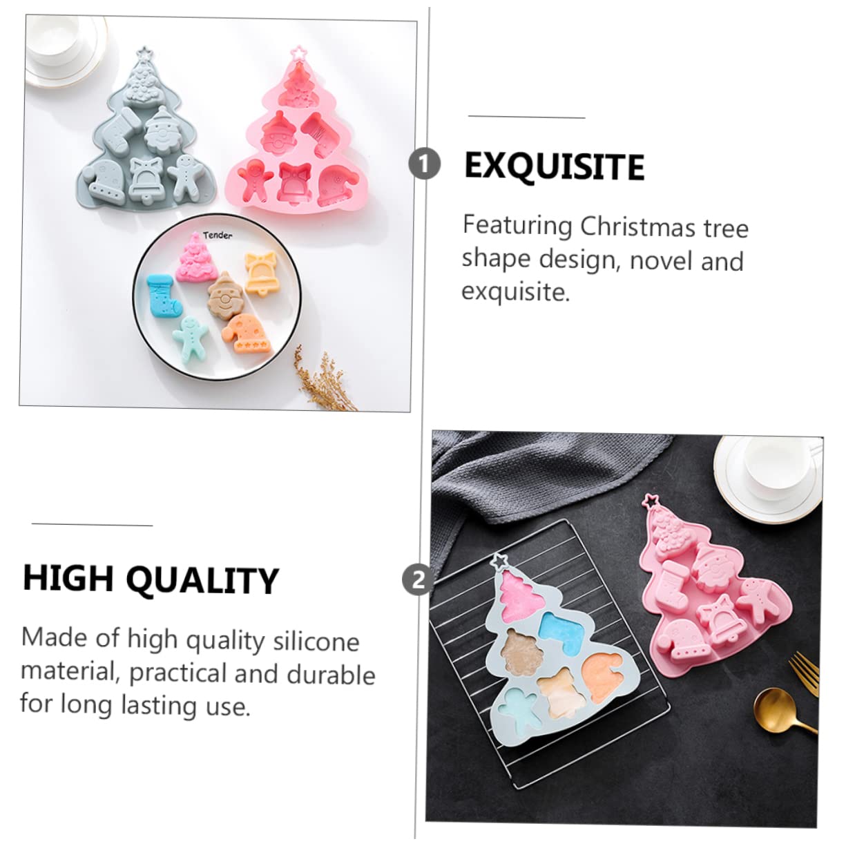 MAGICLULU 6pezzi Stampo Per Torte Di Natale Design Albero Di Natale Mold Flessibile Per Dolci Biscotti e Saponi Fatti Mano Colori