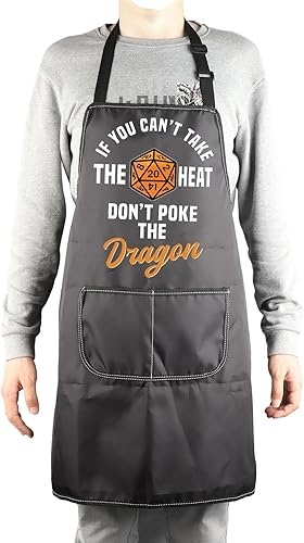 Miniatura 4 de MBMSO DND - Delantal de dados con bolsillos, para videojuegos, regalo divertido para amantes de D&D, para jugadores, cocina, dragón