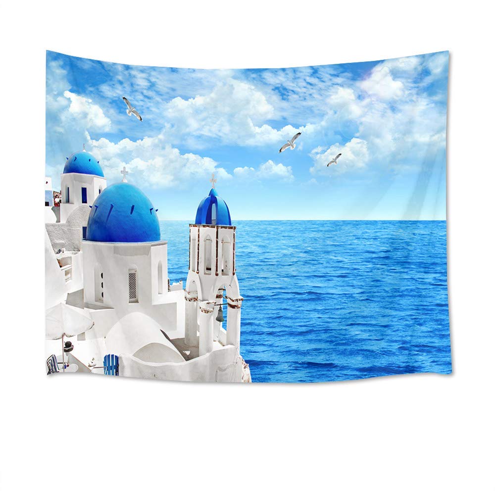 Amazon.co.jp: LB 自然風景 タペストリー 海と青空 ギリシャの