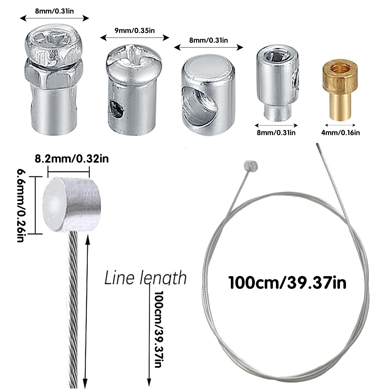2pcs 2m Kit De ReparacióN Universal Cable De Acelerador Cable De Cambio Cable De Embrague Bicicleta Scooter Ciclomotor Con 9 Conectores Motocicleta Cable Universal Para Ciclomotor, Bicicleta, Scooter