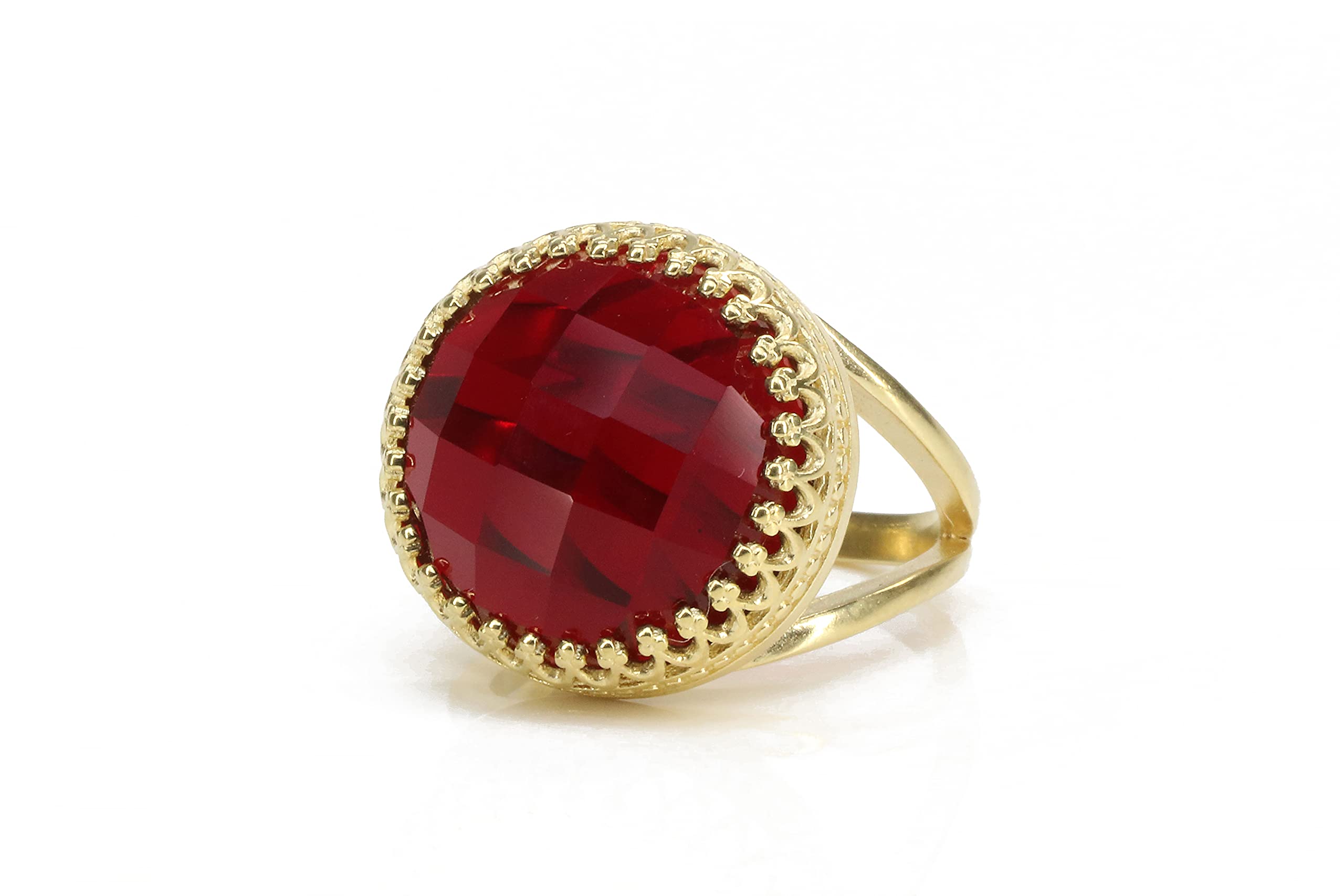 Granat Schmuck Brauch Schliff Runde Ring im 14k Gold - Auffällige Aussage Gold Ringe, Geburtsstein Ringe, Personalisierte Ringe, Geschenk Ringe für Frauen - Anpassbare Ringgröße und Material