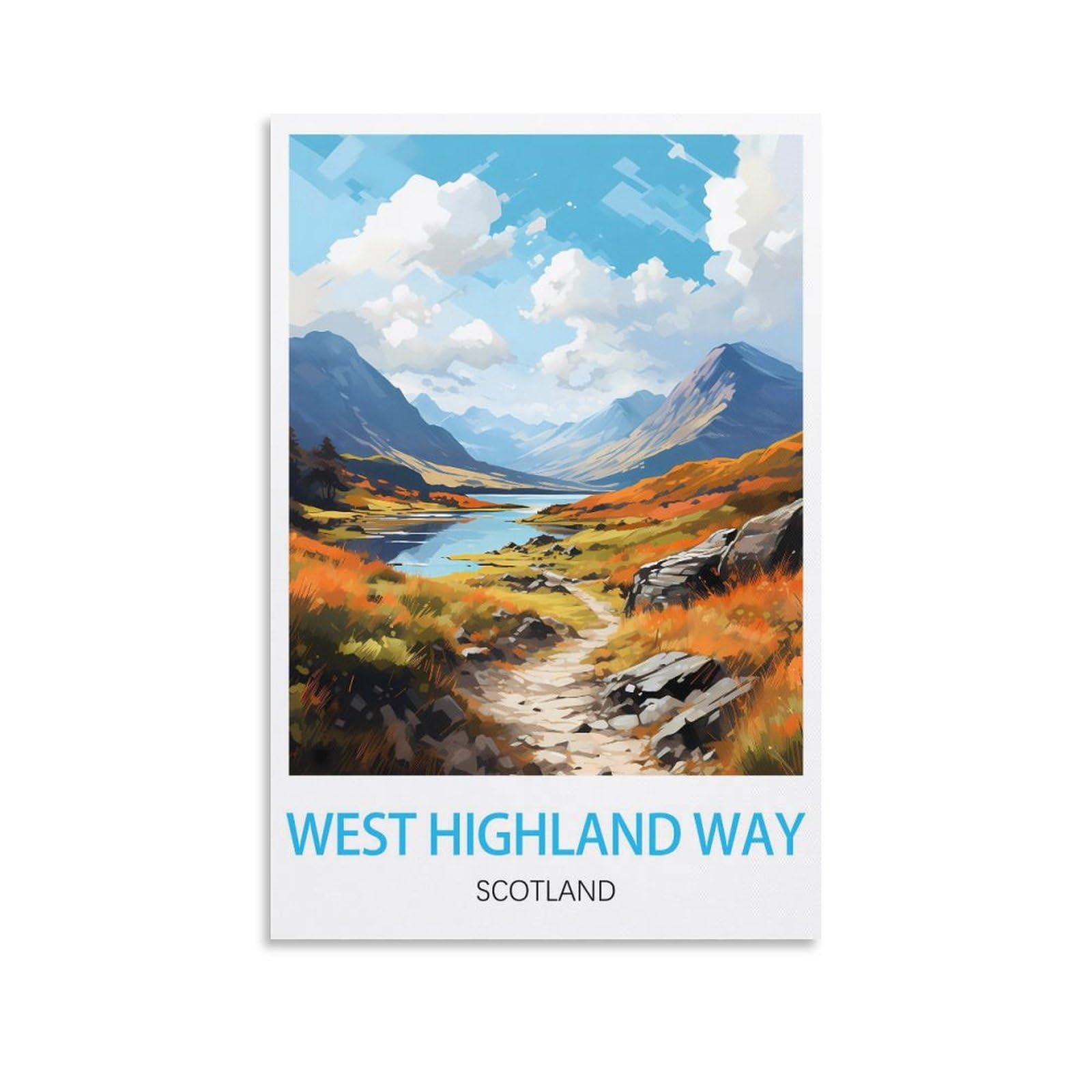 Orbana Unframe-Style West Highland Way Scotland Vintage Travel Poster 12X18inch(30X45cm) Canvas Print For Living Room, Bedroom, Dorm, Home, Office Wall Decoration