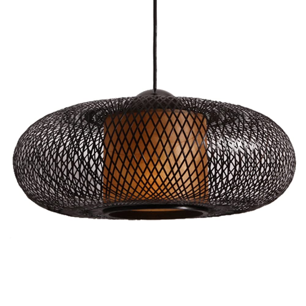 Pastoral Style Bamboo Basket Light Rustic Restaurant Pendant Light Pendant Lamp Vintage Lantern Bamboo Chandeliers Natural Lighting Lamp Shade Woven Light Antique Black Shade Classic Chandelier STARZE
