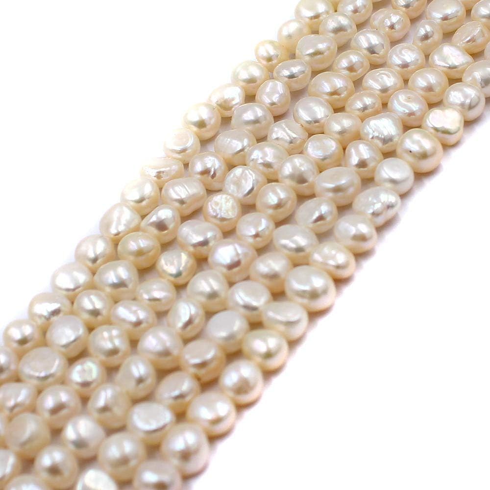 Jewelry Making Craft Natural Baroque Potato White Freshwater Pearl Loose Jewelry DIY Beads Strand 14" (7-8mm)