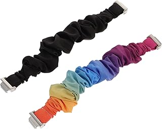 2 Pçs Pulseira Elástica Scrunchy Band Pulseira De Relógio Flexível De Tecido Arco-Íris Pulseira De Relógio Anel De Cabelo Pulseira De Relógio Flexível Pulseira De Relógio Criativa