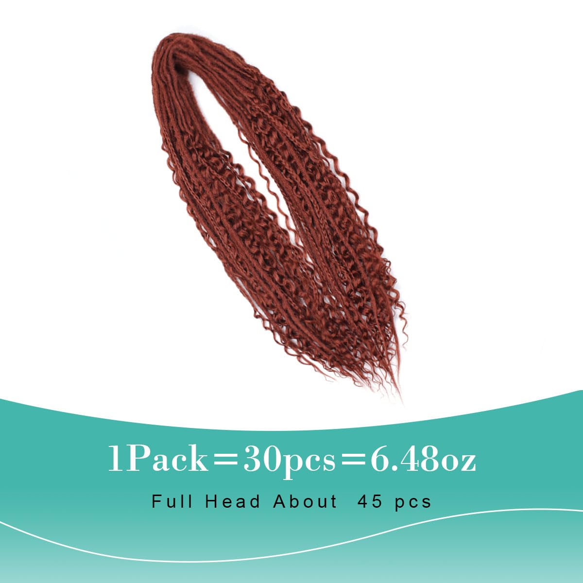 Leeven Double Ended Synthetic Dreadlock Extensions 24 Inch Copper Red Boho Crochet Hippie Dreads 10 Strands Ginger Handmade Bohemian Box Braids With Curly Ends For Women