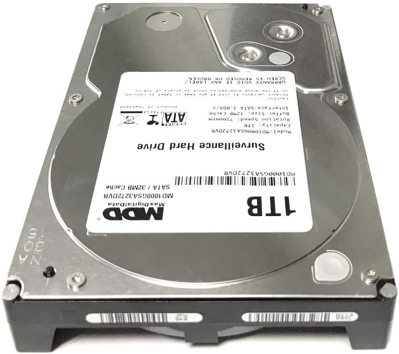 MaxDigitalData 1TB 32MB Cache 7200PM SATA 3.0Gb/s 3.5-inch Internal Surveillance CCTV DVR Hard Drive MD1000GSA3272DVR - w/ 2 Year Warranty (Renewed)