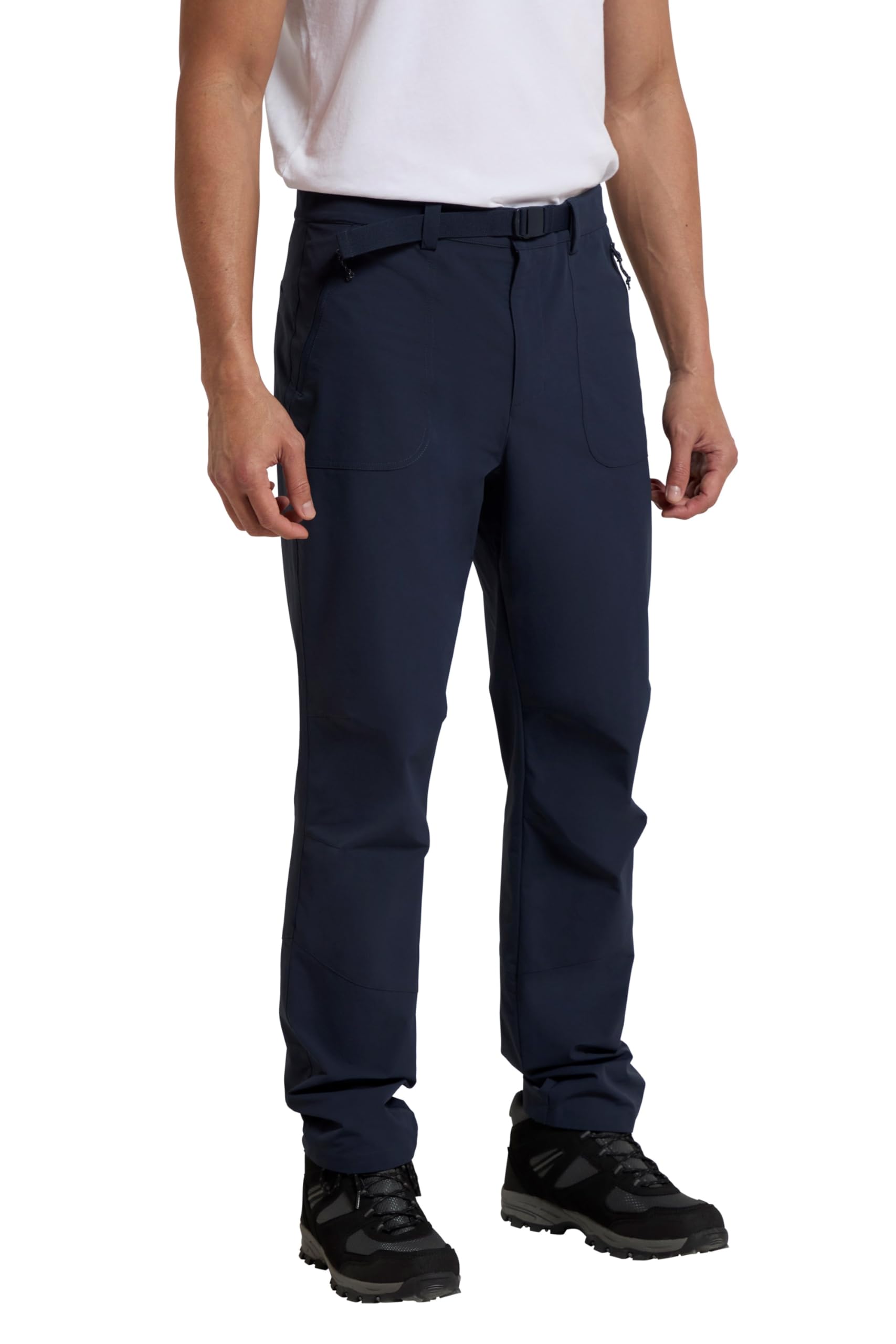 Mountain Warehouse Men's Navy Grassland Belted Trousers - Water-Resistant & Uv Protect Bottoms, Adjustable Waist & Quick Dry Pants - Summer Spring Walking, Hiking & Outdoors W30 Size 30