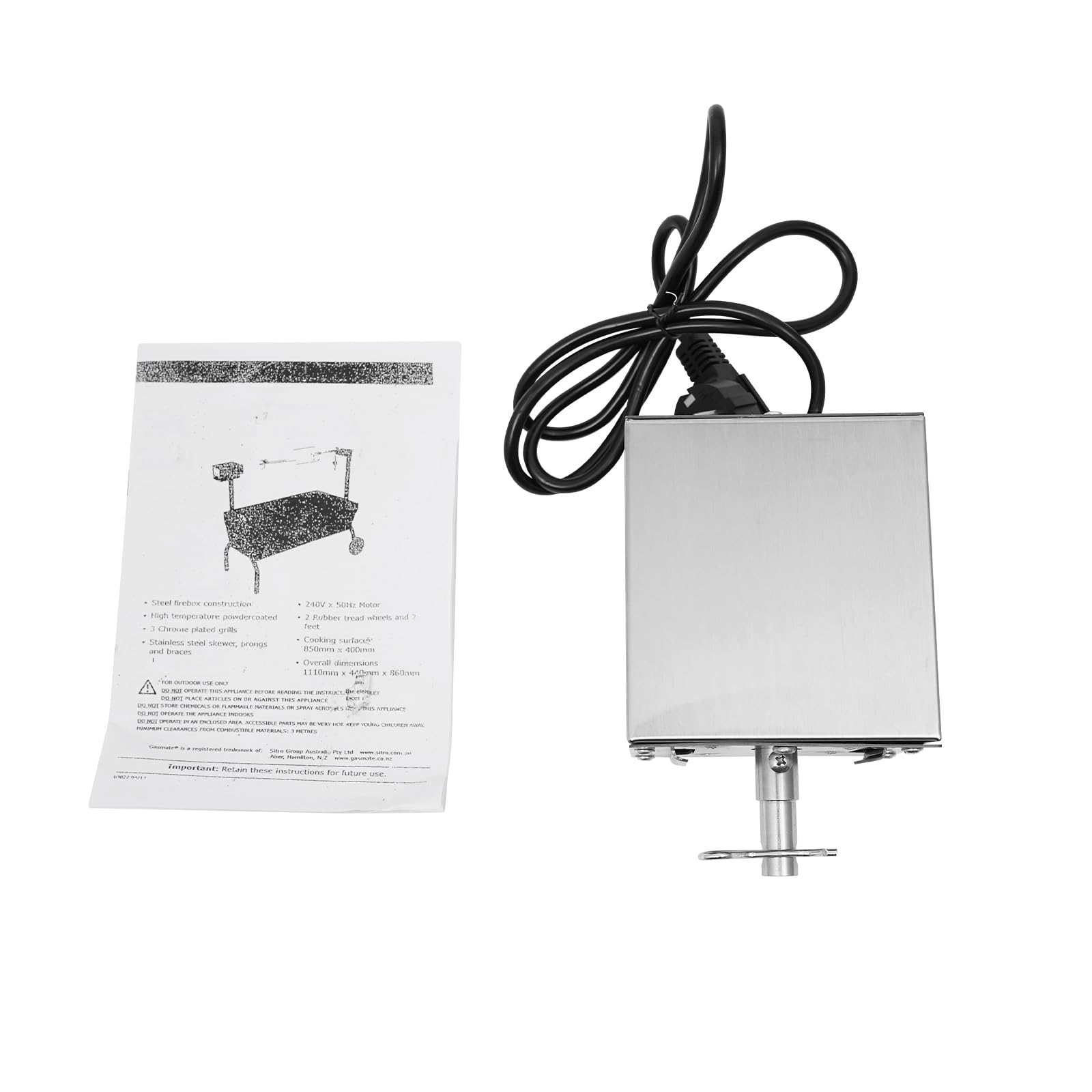 Grillmotor - 220V Elektromotor für Grillspieß | 2.5r / min Drehspieß Motor | 80-100kg Torque | Edelstahl BBQ Grill Zubehör Bräter Bratenmotor | Spanferkelgrillmotor Getriebemotor | 12 x 11 x 10 cm
