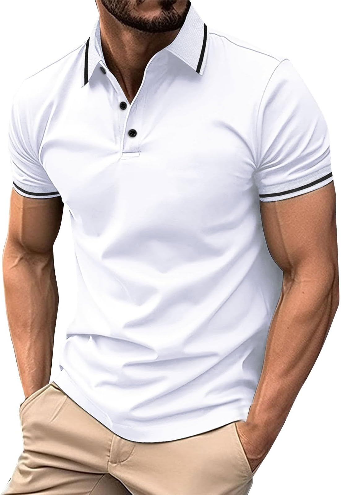 Mens Polo Shirts Short Sleeve Classic Basic Casual Summer Button Down Tshirt Athletic Breathable Lightweight Stylish Shirt Big and Tall Regular Fit Collared Quick Dry Workout Golf Tees