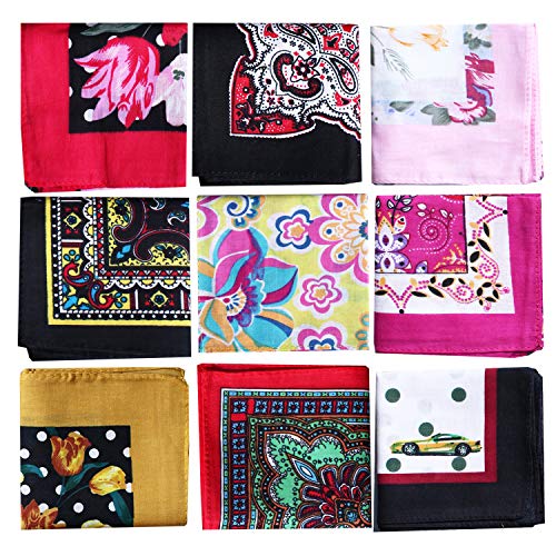 La Closure Womens Assorted Retro Style Floral 100% Cotton Large Print Hankerchiefs 16 Inch #TOP1