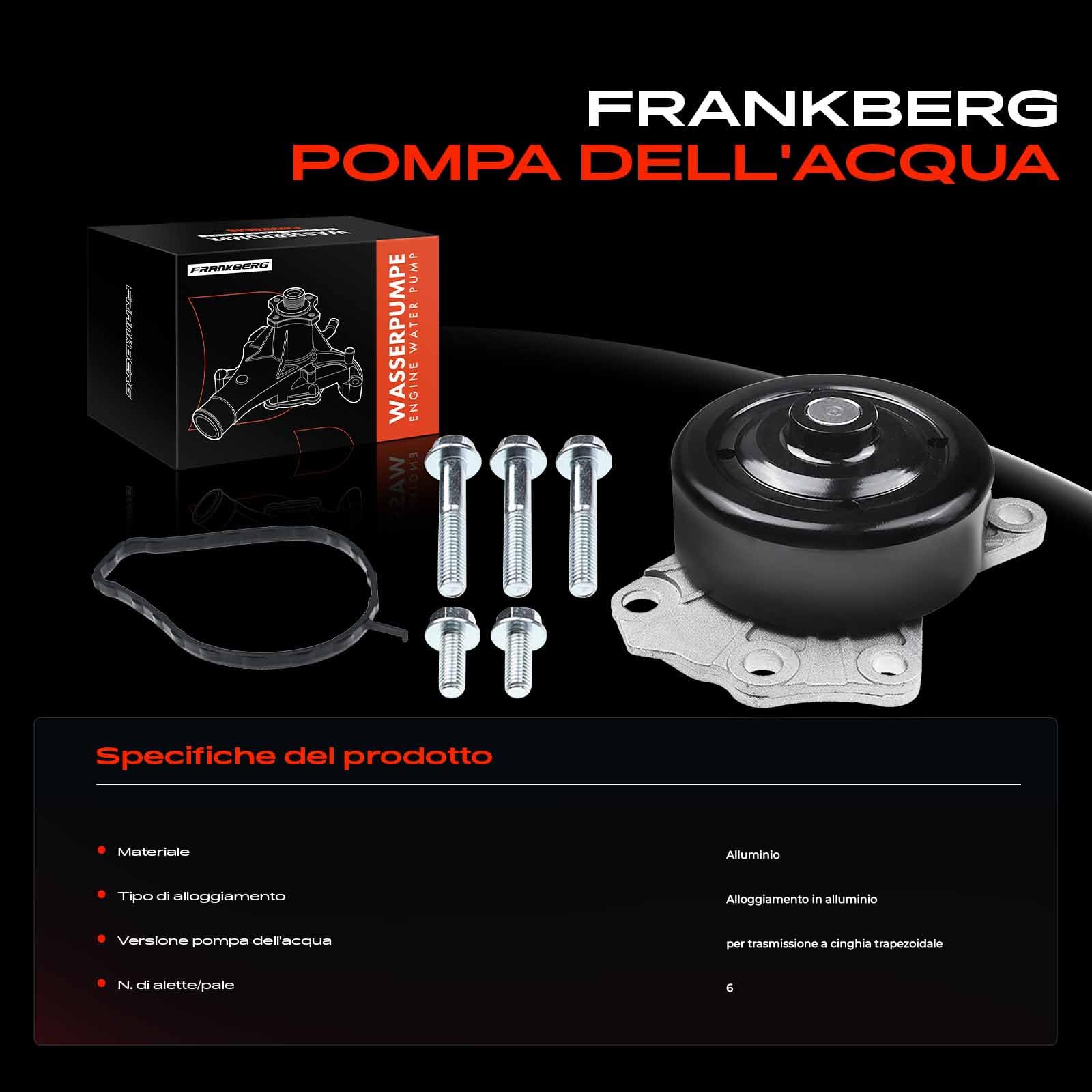 Frankberg Pompa dell'acqua 1201H0 | Compatibile con: C1 PM PN, S.i.r.i.o.n M3, Cuore VII L275 L276 L285, 107, Aygo B1, Yaris P9, Giustiziere IV