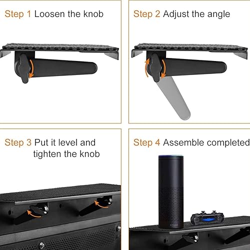 Miniatura 5 de Bracwiser Estante superior de TV sin taladros de 24 pulgadas de ancho, soporte de montaje superior para altavoces, receptor AV, caja multimedia,