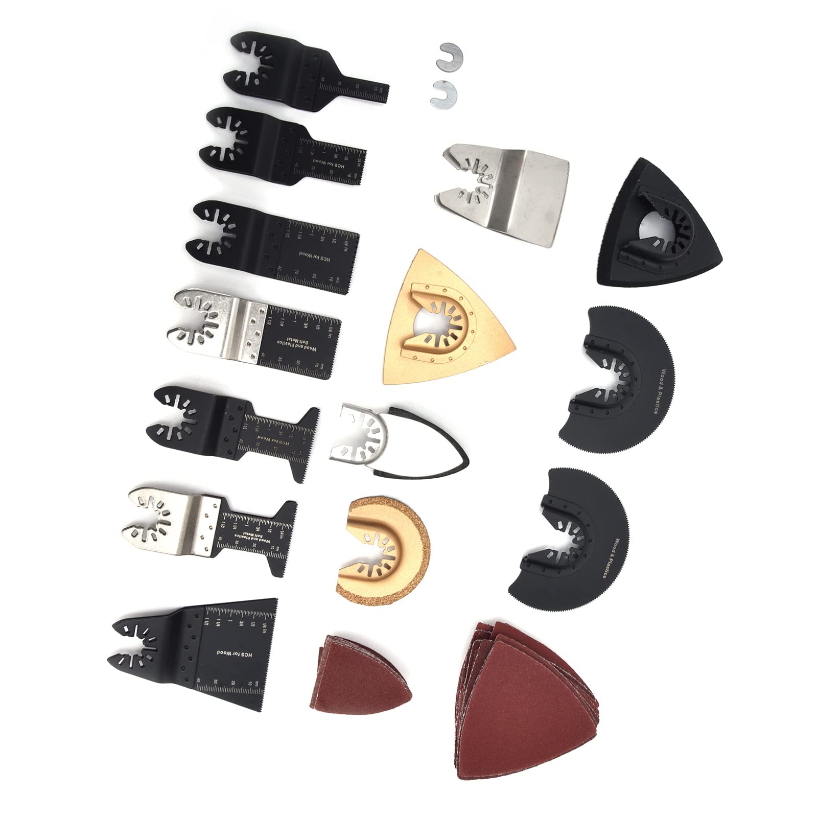 Kit di lame professionali per utensili multifunzione oscillanti per legno, lame dritte in acciaio ad alto tenore di carbonio con guarnizioni in carta vetrata per il taglio