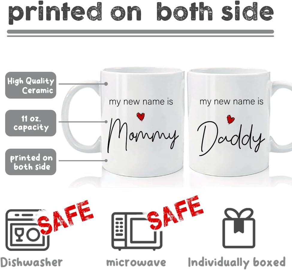 New Parents Pregnancy Announcement, First Time Mommy Daddy to Be Mug Set Gifts, Gifts for to Be New Name is Mommy Daddy, New Parents Mothers Day Mug Gifts-185(a) - Image 2