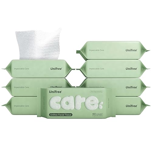 Unifree Toallitas faciales I Dry Wipes I Removedor de maquillaje, paquete de 8, 480 unidades