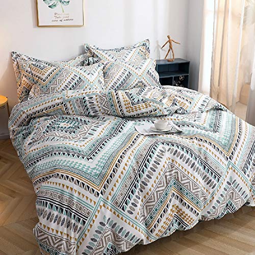 Boho Duvet Cover King, 100% Cotton 3 Pieces Boho King Bedding Set, Ethnic Yellow White Green Louvre Bohemian Pattern Duvet Covers, With Zipper Closure, Luxury Soft Breathable Comfy (Boho, King) #TOP7