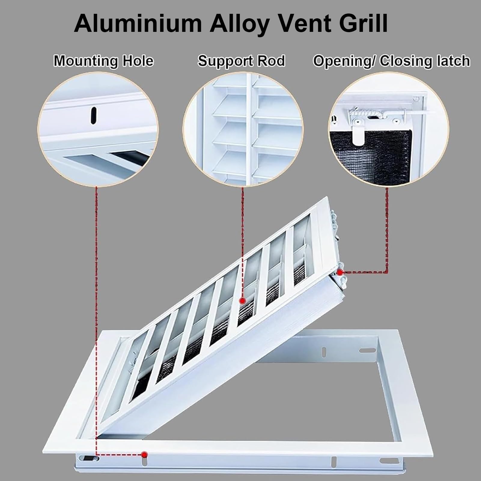 Rejilla de ventilación de 16x16 Pulgadas - Rejilla de Aluminio para Pared, Techo y Suelo - Rejilla de Retorno de Aire HVAC con Filtro extraíble para el hogar y la Oficina (Blanco)