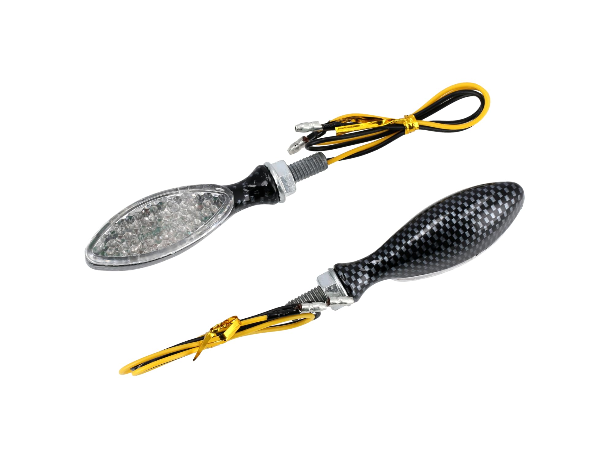 Set: 2 mini turn indicators 12V carbon look with clear glass
