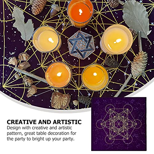 Kesyoo Crystal Grid Divination Altar Board Game Cotton Cloth Astrology Divination Tablecloth Square Horoscope Table Cover Purple #TOP3