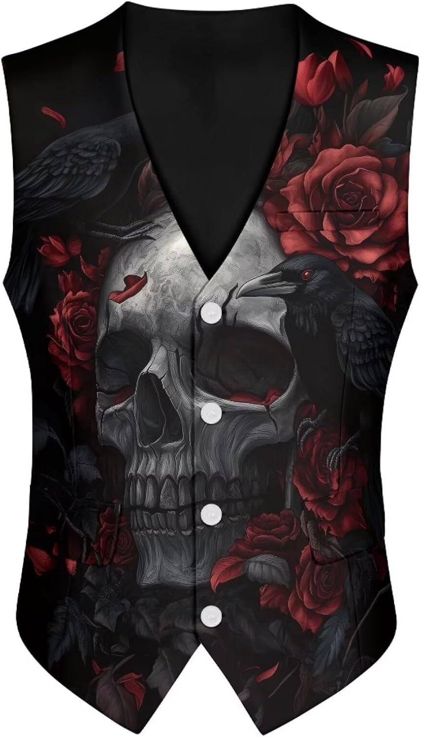 Men's Casual Business Vests with 3 Pockets Slim Fit Button Waistcoat Vest