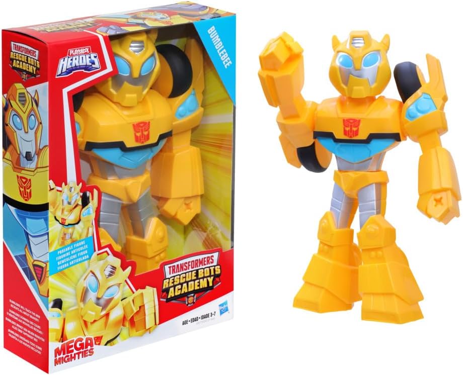 Playskool Heroes Transformers Rescue Bots Academy Mega Mighties Bumblebee Collectible 10-Inch Robot Action Figure, Toys for Kids Ages 3 and Up