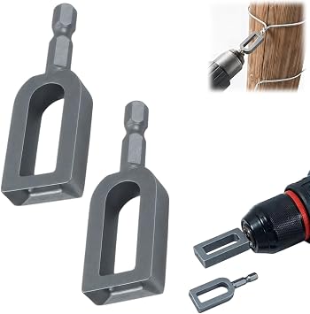 2 Pcs Wire Twister Tool for Drill, Carbon Steel Wire Twisting Tool with 1/4" Hex Shank, Wire Nut Twister for Fencing & Rebar Tying #9