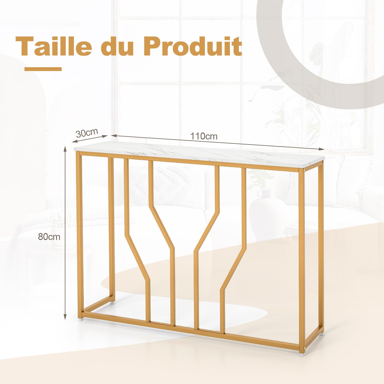 VASAGLE Table Console En Verre Trempé - 3 Niveaux - Cadre Métallique - 100 X 30 X 73 Cm (L X L X
