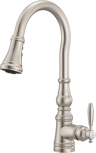 Miniatura 9 de Moen Weymouth S73004SRS - Grifo de cocina tradicional de acero inoxidable con refuerzo de potencia