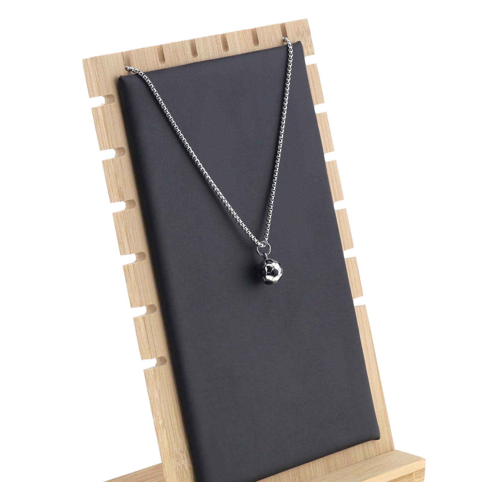 Collar de encanto de fútbol de acero inoxidable para hombre mujer niño niña 60 cm