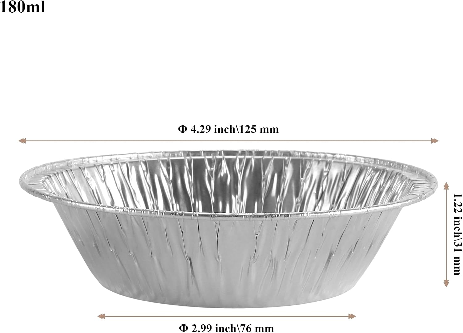 Round Aluminum Foil Pan, 4.9 x 1.2 Inch, 100 Pcs, for Baking Tarts, Quiche, Tiny Treats