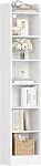 Hzuaneri Bookcase, Narrow Bookshelf, Tall Open Skinny Bookcase, Freestanding Display Storage Book Shelf with Adjustable Shelves, CD Rack for Bedroom, Living Room, Home Office, 7 Tiers, White BC07913X