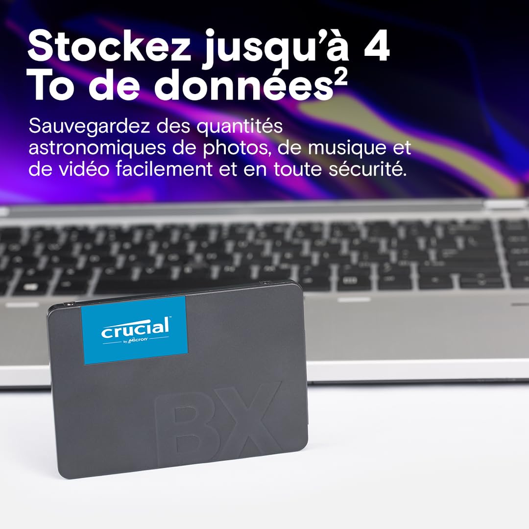Crucial BX500 SATA SSD 480Go 2.5" Interne, jusqu'à 540MB/s, Compatible avec Ordinateur Portable et de Bureau (PC), 3D NAND, Accélération Dynamique de l'Écriture - CT480BX500SSD1 - 4