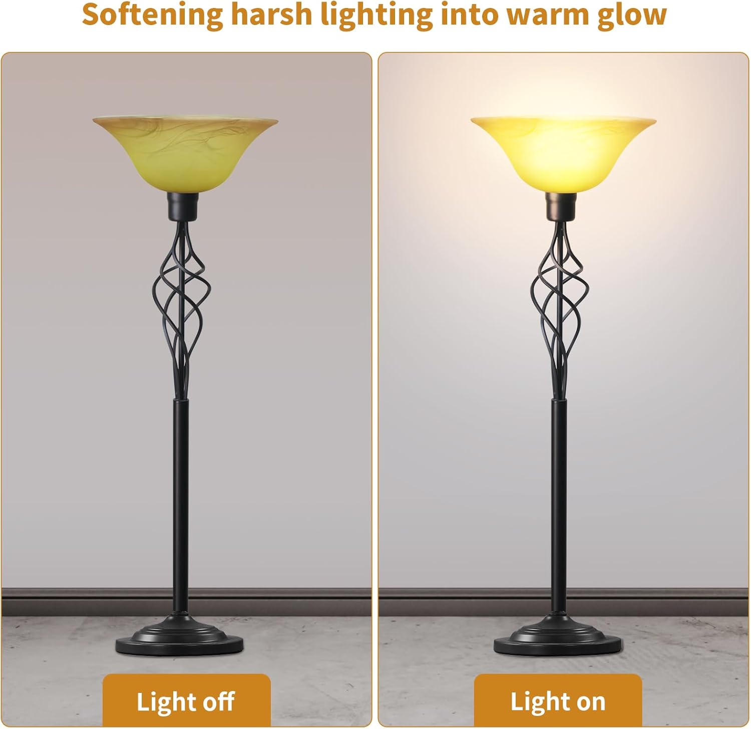 12" Tawny Alabaster Glass Lamp Shade, Lipless Glass Lamp Dome, Fixture Replacement Globe for Torchiere Floor Lamp, Pendant Light