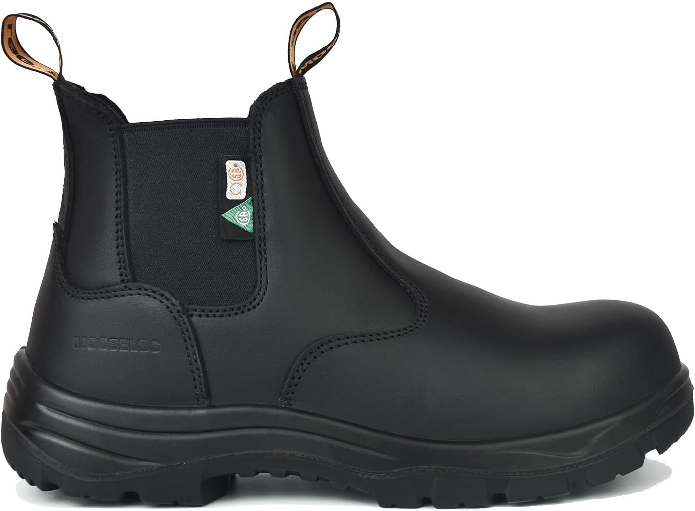 MooseLog Women's Safety Work Boots Composite Toe, ASTM F2413 CSA Z195 Certified, 100% Leather, Lightweight Chelsea Pull-On, Puncture Resistant Slip Resistant for Construction Warehouse Electrician