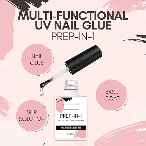 Miniatura 6 de Makartt Paquete de puntas de uñas, gel de pegamento de uñas, uñas francesas de media cubierta, uñas acrílicas naturales para mujeres, 500 unidades