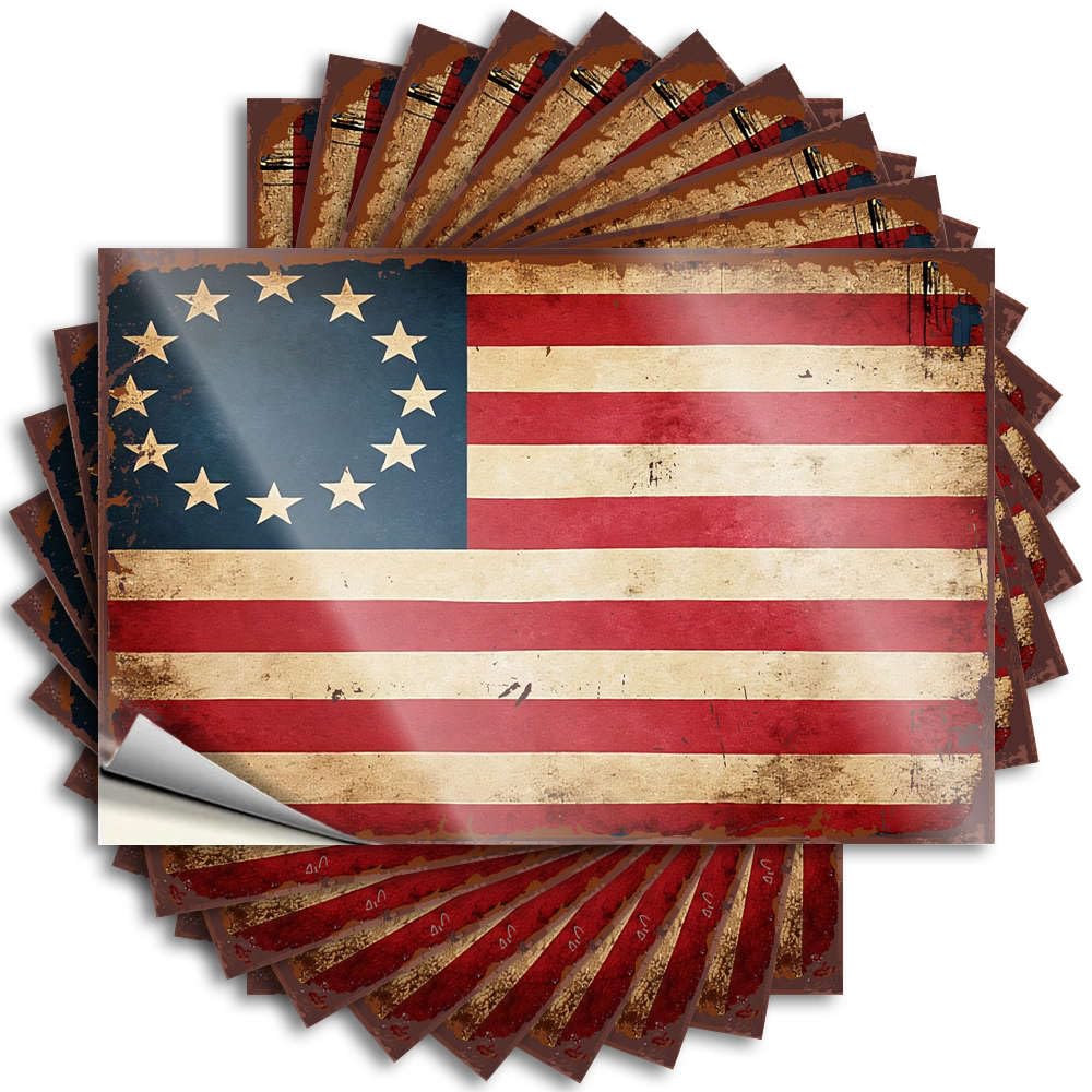 Fzfn Boys Colour Tattoos Durable Vinyl - Aged American Flag Design Helmet For Birthday Use(12X18cm)