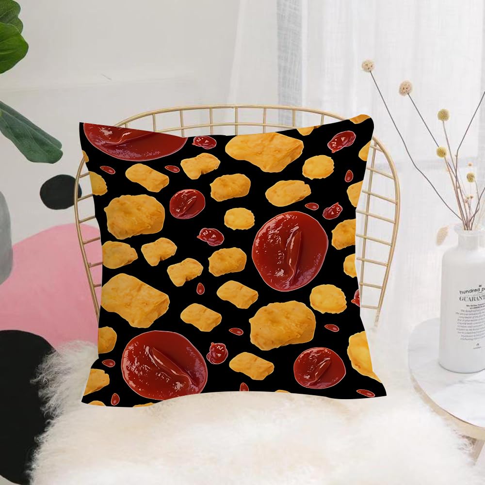 Hyosxw Set Of Nuggets In Sauce On A White Backgroun - A5 Cushion Cover,Throw Pillow Case Home Decorative For Living Room Bedroom Sofa Chair 18X18 Inch,Set Of Nuggets In Sauce On A White Background,Pillowcase 45X45cm