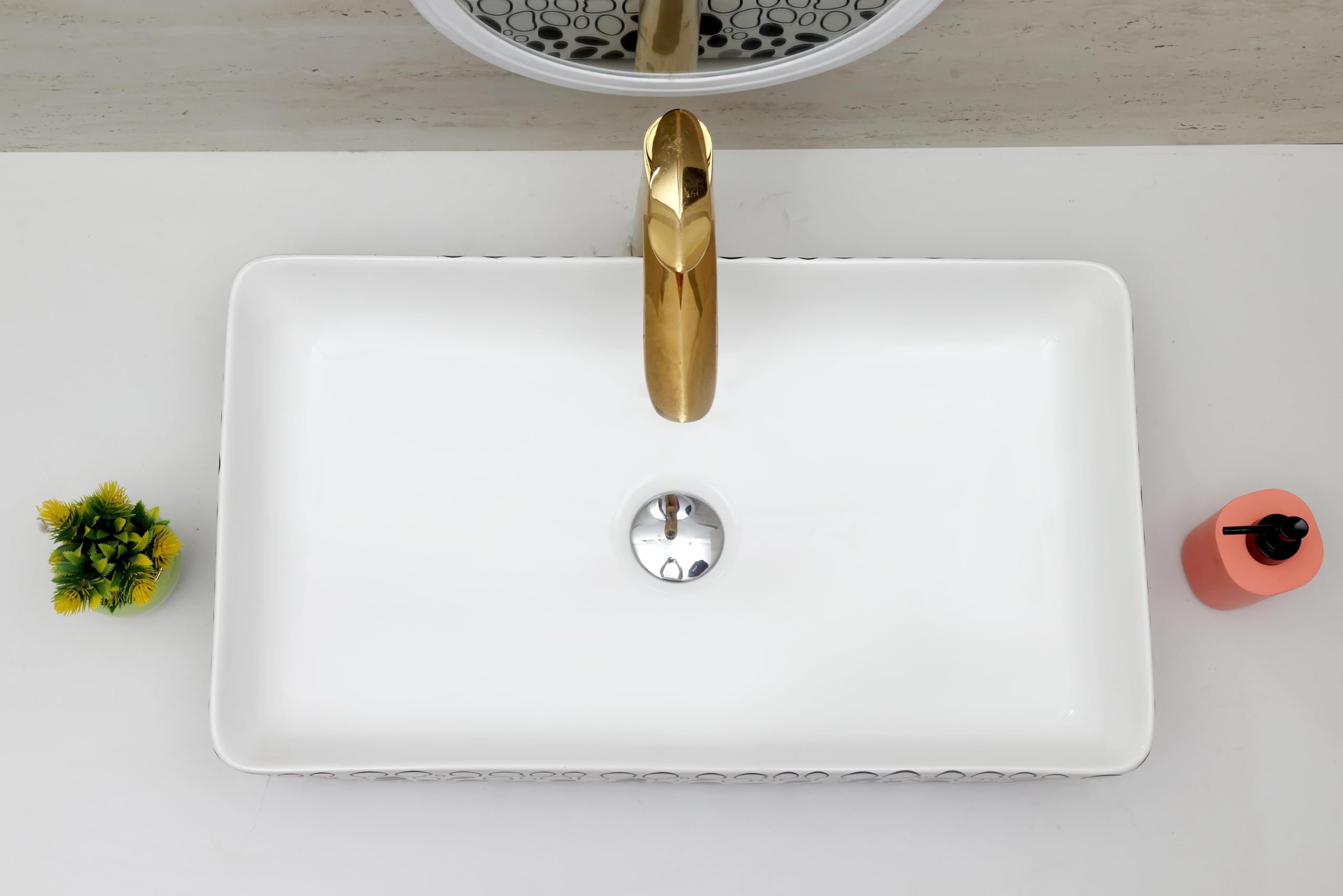 Hisre Luxury Wash Basin For Living Room, Bathroom, Hotel | Over Counter Bathroom Basin | Counter Top Bathroom Sink | Wash Basin For Restaurant, Hotel (24 x 14 x 5 Inch), photo 4 of 4