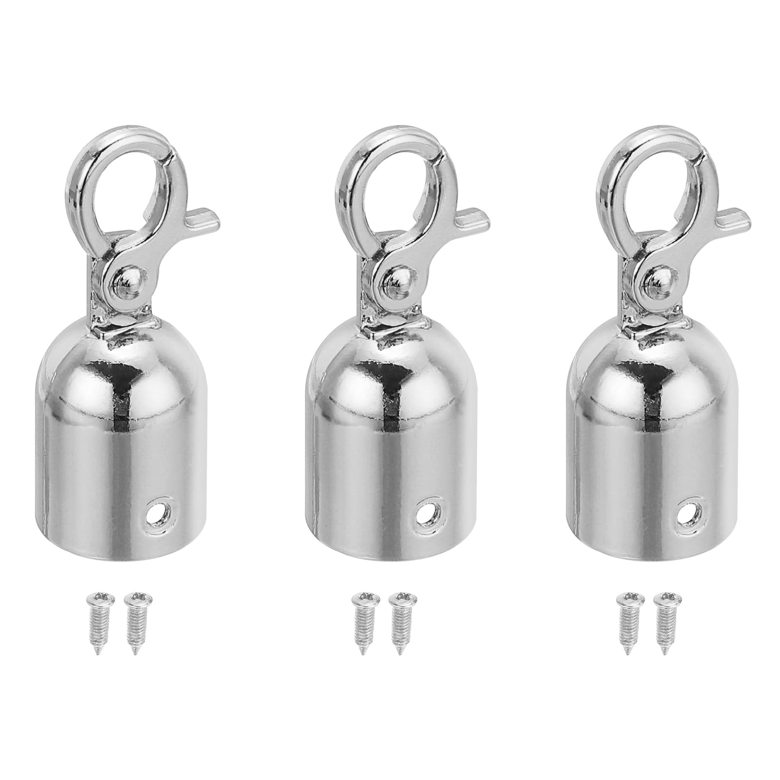 PATIKIL 0.8"x2" Topes Para Extremos De Cuerda De Poste, 3 Paquetes, Ganchos, Color Plateado