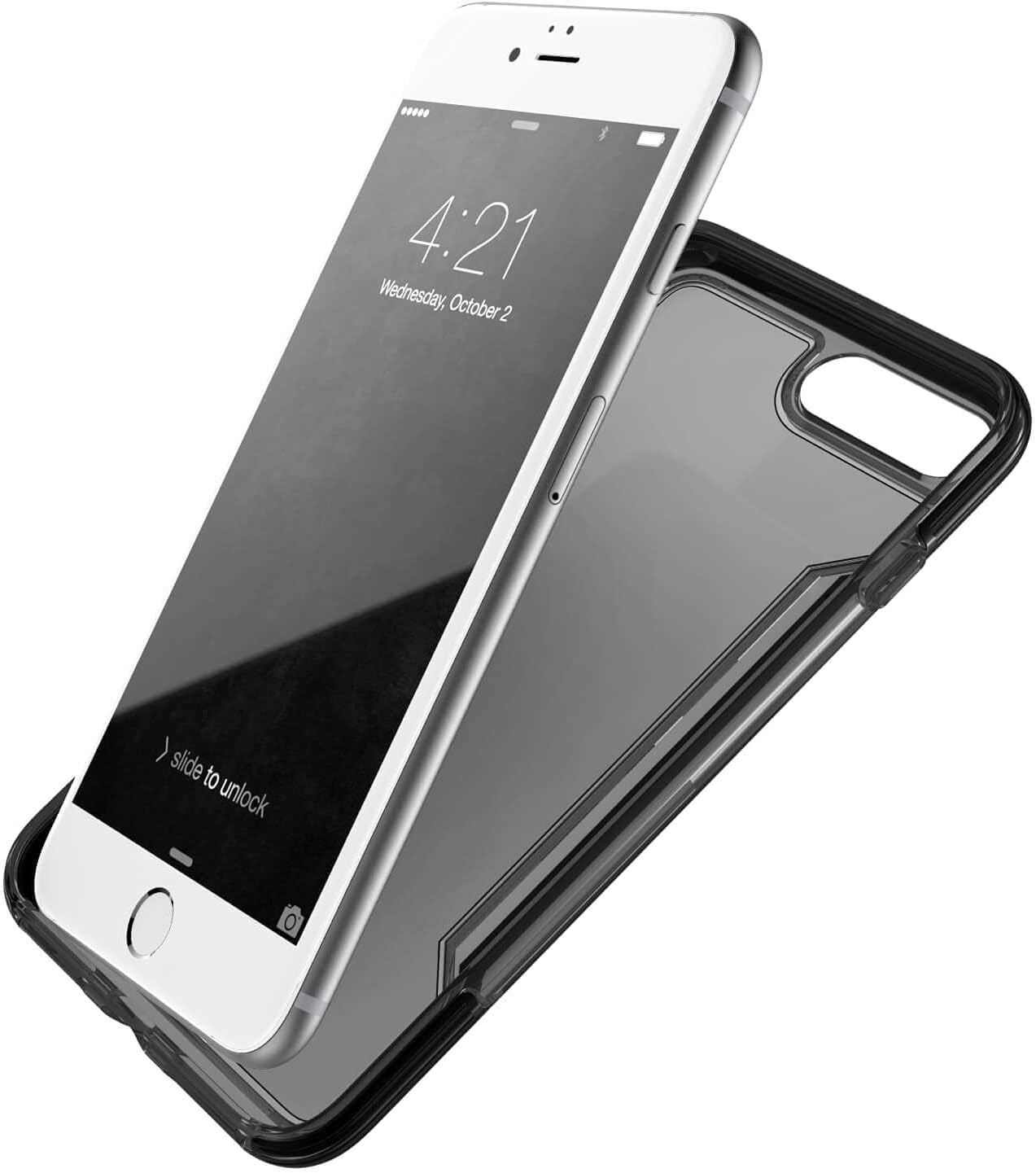 Raptic Clear, Compatible with Apple iPhone 8 Plus & 7 Plus (Formerly Defense Clear) - Military Grade Drop Protection, Clear Protective Case for Apple iPhone 7 Plus & 8 Plus, (Smoked Black)