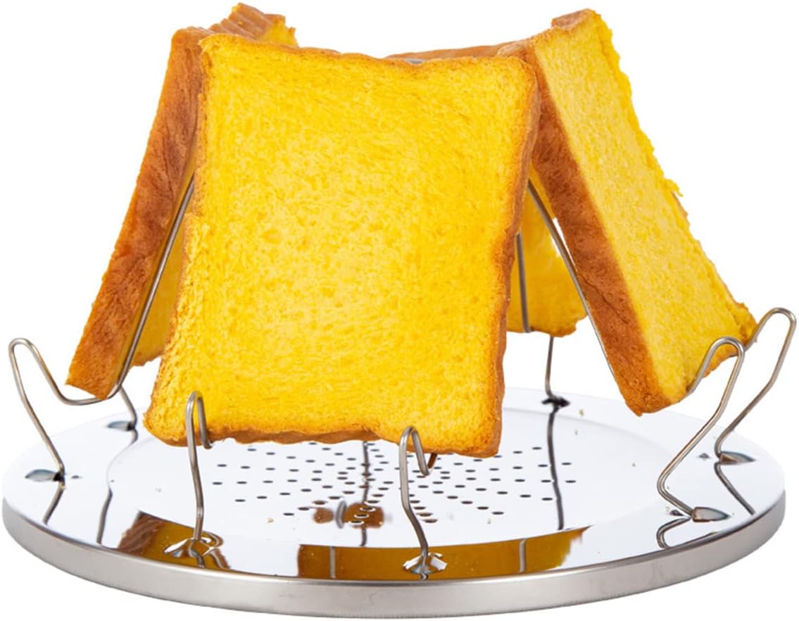 Stainless Camping Toaster - Portable Folding Camp Stove Toaster 4 Slice - for Indoor Baking & Outdoor Camping Picnic 9"