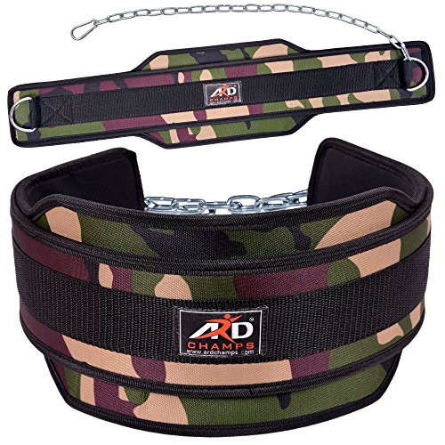 Ard-Champs® Weight Lifitng Neoprene Belt Dipping Belt Excercise Belt Heavy Chain Camoflague Colors (Green Camo) #TOP7