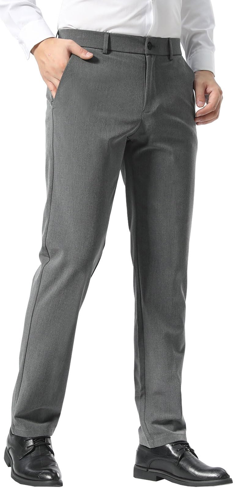 Plaid&Plain Men’s Slim Fit Dress Pants Stretch Dress Pants