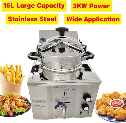 Miniatura 2 de Estufa de pollo frito de alta presión de 16L Freidora de presión de encimera comercial de 110 V Máquina de pollo frito eléctrica de 3000 W Máquina