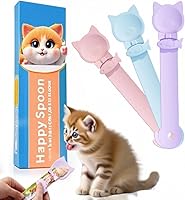 LICKJIMO 3PCS Cat Treat Dispenser Spoon for Churu Lickable Treats - Mess-Free, Safe, Big Surface Long Handle (3 Colors)