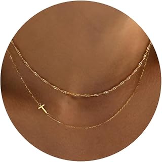 Ewrkbr 여성용 레이어드 이니셜 목걸이, 앙증맞은 골드 레터 목걸이 스택 14k 금 도금 레이어드 이니셜 초커 목걸이 여성용 트렌디 심플 골드 목걸이 세트 패션 여성용 주얼리 세트
